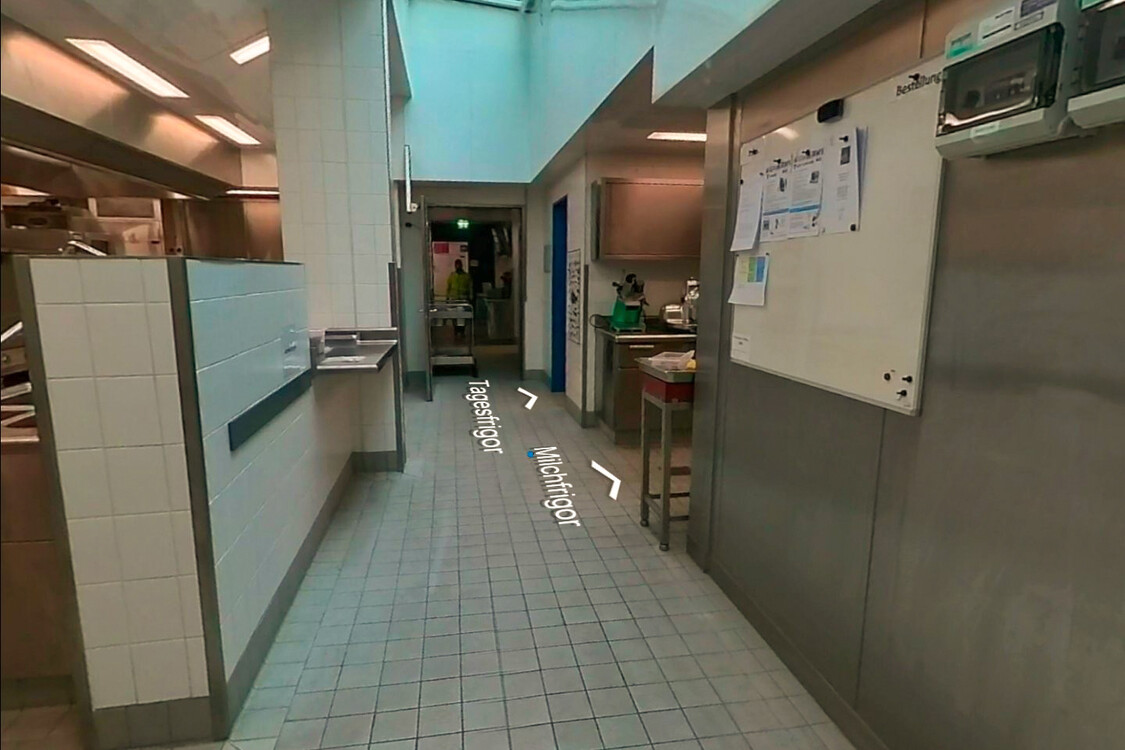 Räumlichkeit einer Küche durch die Sicht einer VR-Brille.